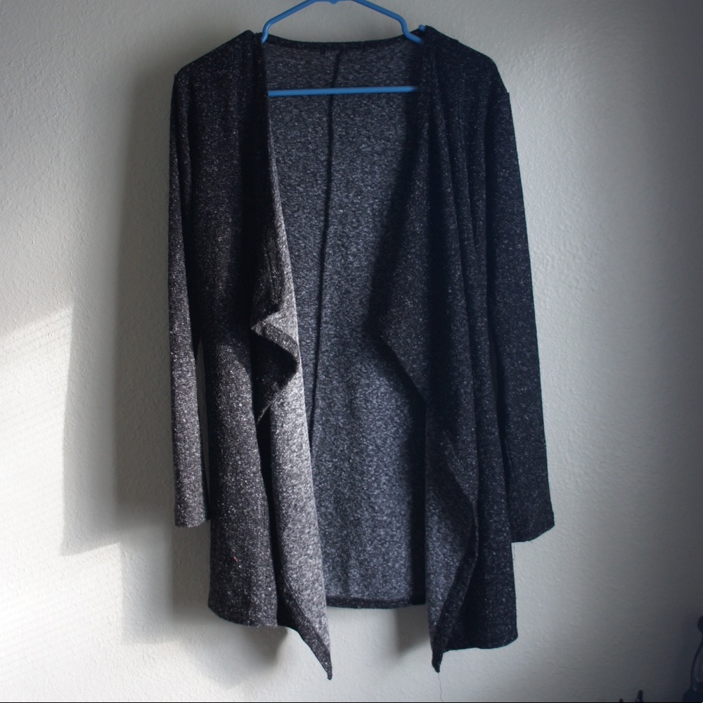 LAST CALL / Charcoal grey marled drape cardigan